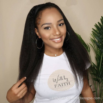 Headband human hair wigs for black women Peruvian straight hair headband wig,kinky straight headband wigs human hair